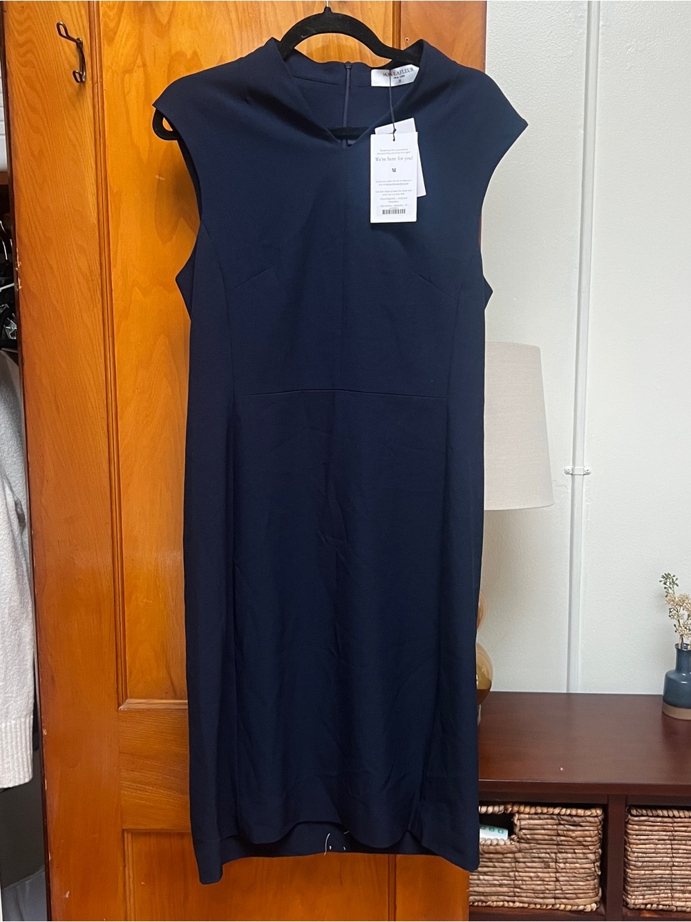 MM.LaFleur Navy Cap-Sleeve Midi Dress - Picture 1 of 6